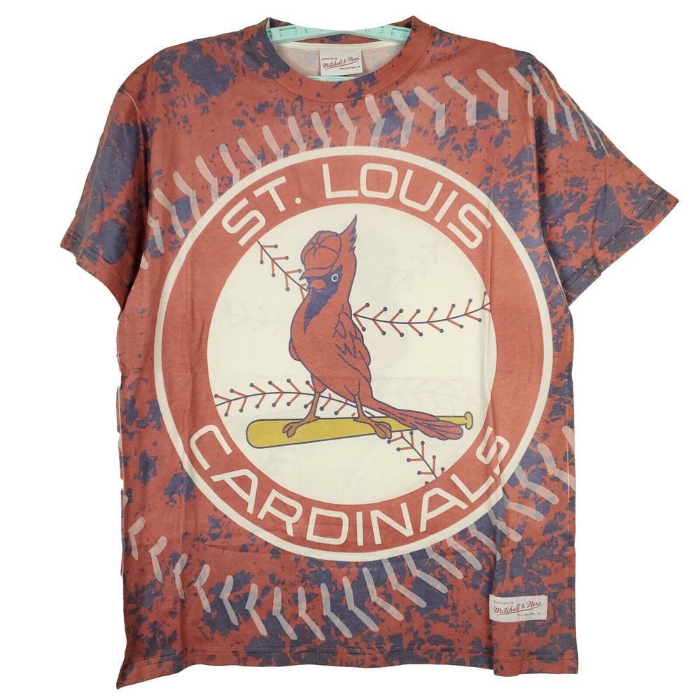 St. Louis‎ Cardinals Mitchell & Ness MLB L Large Shirt Distressed Retro Logo New